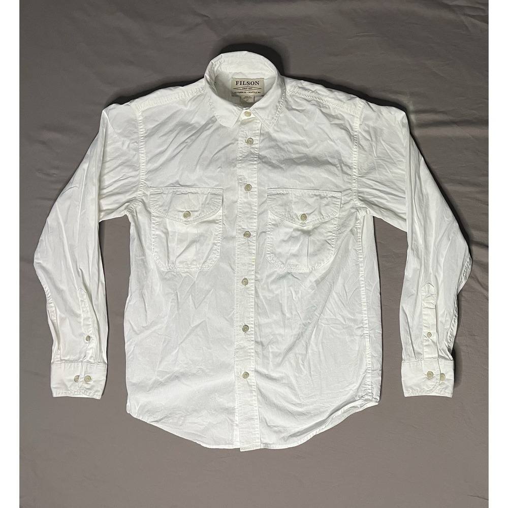 Filson Pearl Snap Shirt Women's Size XS White Long Sleeve Cotton